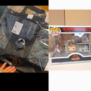 Jurassic Bundle - Funko Tim with Velociraptors & JW 2 way tote bag